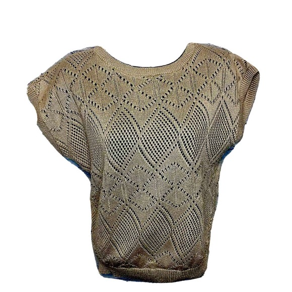 Billie Jo Sweater Womens Medium Beige Pointe Diamond Design Pullover Vintage - Picture 2 of 4